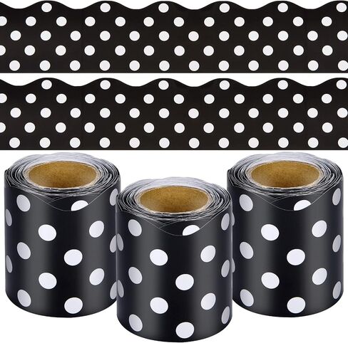 99 Ft Bulletin Board Borders 3 Rolls Black and White Wave Line Scalloped Border Trims Decorative Classroom Bulletin Board Rolled Trim Back to School Decoration for Home Classroom School Office Decor in Saudi Arabia