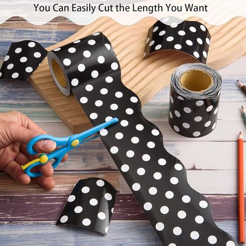 99 Ft Bulletin Board Borders 3 Rolls Black and White Wave Line Scalloped Border Trims Decorative Classroom Bulletin Board Rolled Trim Back to School Decoration for Home Classroom School Office Decor in Saudi Arabia