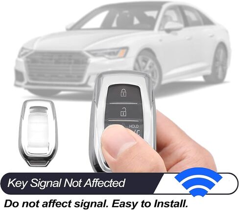 متوافق مع Toyota Land Cruiser Sienna Venza RAV4 Prime Mirai Silver TPU Key Fob غطاء حافظة جهاز التحكم عن بعد حامي الجلد ملحقات أكمام الدخول بدون مفتاح in Saudi Arabia