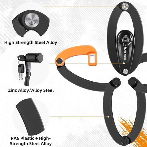 قفل دراجة قابل للطي مع 3 مفاتيح، قفل دراجة شديد التحمل مضاد للسرقة مع حامل عاكس، قفل سلسلة دراجة أمان بطول 2.8 قدم للدراجات أو السكوتر أو الدراجة الإلكترونية أو عربة الأطفال أو الجهاز الخارجي in Kuwait
