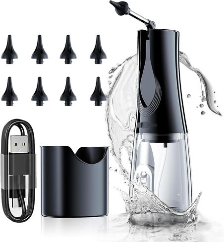 Electric Ear Wax Removal Tool - Water Powered Ear Cleaner IPX7 Waterproof Ear Irrigation Flushing System，Ear Cleaning Kit with 3 Pressure Modes Safe Effectively & Easily Prevent Wax Buildup & 8 Tips in Kuwait