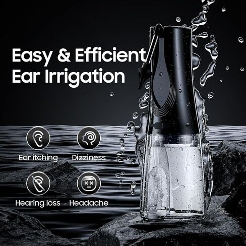 Electric Ear Wax Removal Tool - Water Powered Ear Cleaner IPX7 Waterproof Ear Irrigation Flushing System，Ear Cleaning Kit with 3 Pressure Modes Safe Effectively & Easily Prevent Wax Buildup & 8 Tips in Kuwait