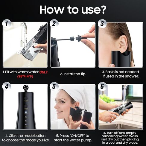 Electric Ear Wax Removal Tool - Water Powered Ear Cleaner IPX7 Waterproof Ear Irrigation Flushing System，Ear Cleaning Kit with 3 Pressure Modes Safe Effectively & Easily Prevent Wax Buildup & 8 Tips in Kuwait