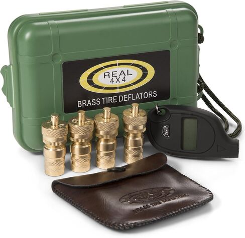4 Tire Air Deflators for Offroad Vehicles, Cars, ATVs, Jeep Wranglers and Four Wheelers - Valve Deflator with Pressure Gauge Automatic Deflating Brass Kit for Tubes and Tires (6-30 PSI) in Saudi Arabia