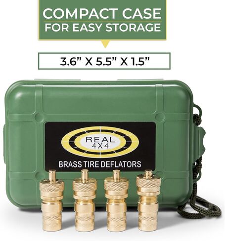 4 Tire Air Deflators for Offroad Vehicles, Cars, ATVs, Jeep Wranglers and Four Wheelers - Valve Deflator with Pressure Gauge Automatic Deflating Brass Kit for Tubes and Tires (6-30 PSI) in Saudi Arabia