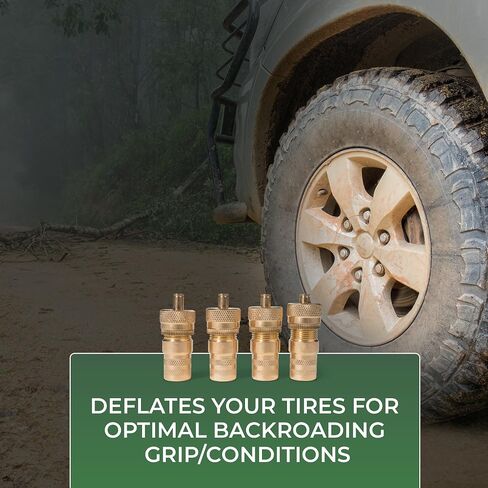4 Tire Air Deflators for Offroad Vehicles, Cars, ATVs, Jeep Wranglers and Four Wheelers - Valve Deflator with Pressure Gauge Automatic Deflating Brass Kit for Tubes and Tires (6-30 PSI) in Saudi Arabia