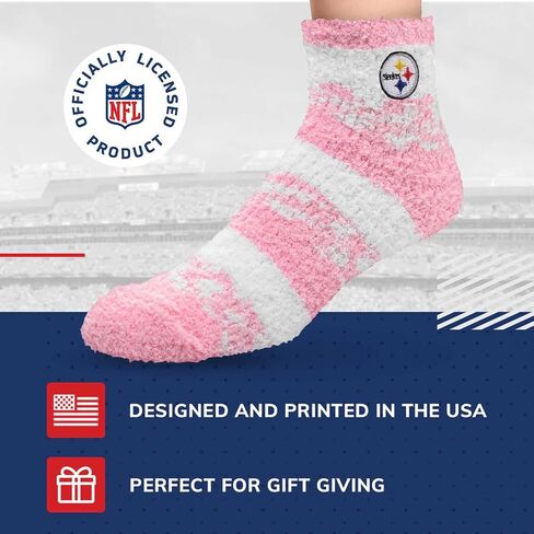 جوارب FBF NFL المريحة الناعمة - جوارب منزلية لتوفير أقصى درجات الراحة - ملابس Gameday - قطيفة فاخرة ومريحة - للجنسين (بيتسبرغ ستيلرز - وردي، مقاس واحد للبالغين) in Saudi Arabia