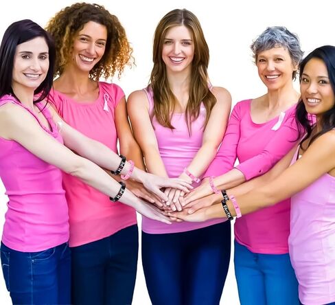 OAOLEER 50 Pack Black Pink Breast Cancer Awareness Pink Ribbon Bracelets Hope Faith Strength Courage Inspiring Wristbands in Kuwait