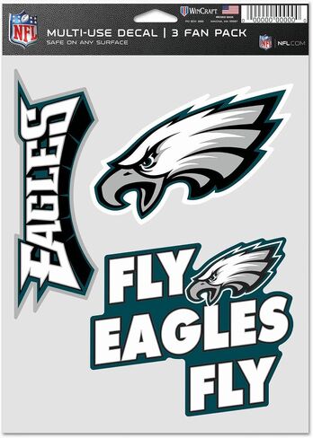 ملصق WinCraft NFL Philadelphia Eagles متعدد الاستخدامات، 3 عبوات، ألوان الفريق، مقاس واحد in Saudi Arabia