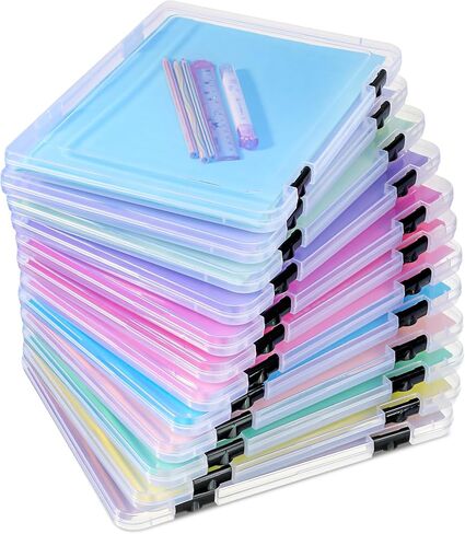 12 Pcs A4 Project Case Clear Portable Scrapbook Paper Storage Box with Snap Tight Box Document Case Photo Storage Containers for Magazine, Office Supplies, School in Saudi Arabia