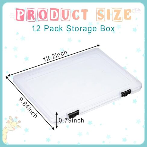 12 Pcs A4 Project Case Clear Portable Scrapbook Paper Storage Box with Snap Tight Box Document Case Photo Storage Containers for Magazine, Office Supplies, School in Saudi Arabia