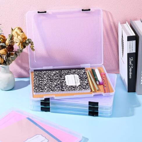 12 Pcs A4 Project Case Clear Portable Scrapbook Paper Storage Box with Snap Tight Box Document Case Photo Storage Containers for Magazine, Office Supplies, School in Saudi Arabia