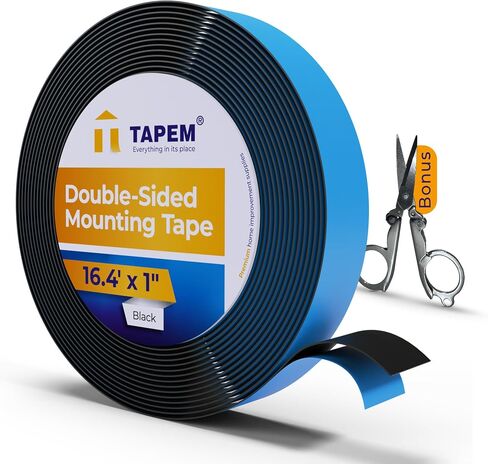 Double Sided Tape Heavy Duty - 16.4 ft x 1" - Premium Mounting Tape - Acrylic Double Sided Foam Tape - Black Adhesive Tape - Strong Double Stick Tape - Perfect for Cars, Home Decor, and DIY! in Saudi Arabia