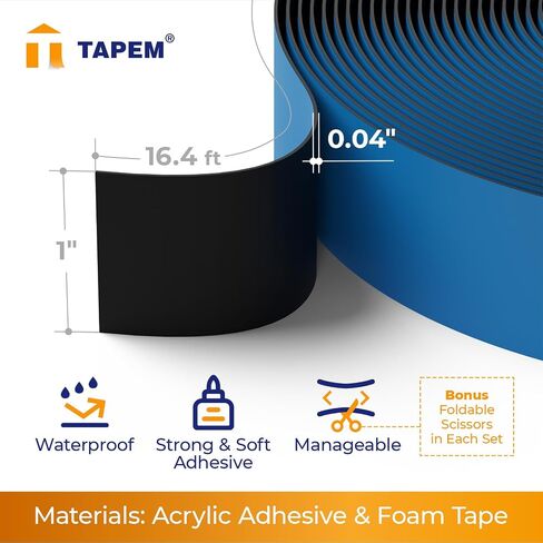 Double Sided Tape Heavy Duty - 16.4 ft x 1" - Premium Mounting Tape - Acrylic Double Sided Foam Tape - Black Adhesive Tape - Strong Double Stick Tape - Perfect for Cars, Home Decor, and DIY! in Saudi Arabia