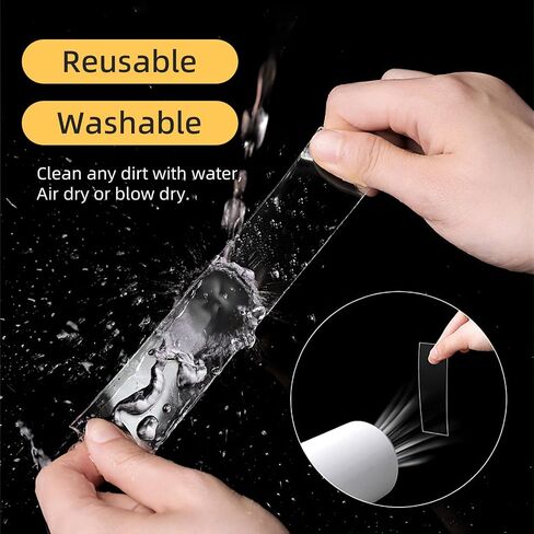 Heavy-Duty Double Sided Mounting Tape (1.2" x 120") – Removable & Reusable – Clear Nano Adhesive – Multipurpose Picture Hanging Strips, Carpet Tape, Poster & Decor Mounting(10FT) in Saudi Arabia