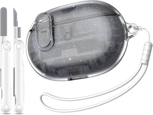 Beat Studio Buds + (2023) / Beat Studio Buds 2021 Case Cover, Clear Soft TPU Transparent Military Grade Shockproof Protective Case with Cleaning Kit, Clear Black in Kuwait