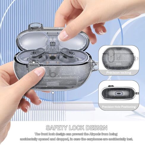 Beat Studio Buds + (2023) / Beat Studio Buds 2021 Case Cover, Clear Soft TPU Transparent Military Grade Shockproof Protective Case with Cleaning Kit, Clear Black in Kuwait