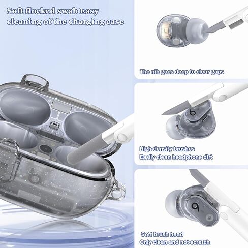 Beat Studio Buds + (2023) / Beat Studio Buds 2021 Case Cover, Clear Soft TPU Transparent Military Grade Shockproof Protective Case with Cleaning Kit, Clear Black in Kuwait