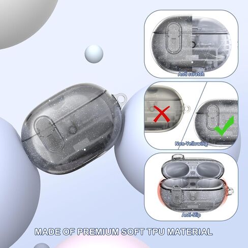 Beat Studio Buds + (2023) / Beat Studio Buds 2021 Case Cover, Clear Soft TPU Transparent Military Grade Shockproof Protective Case with Cleaning Kit, Clear Black in Kuwait