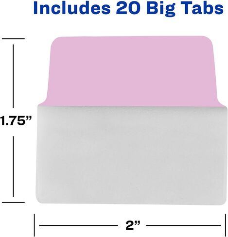 علامات تبويب Avery Big Ultra، 2 × 1.75 بوصة، قابلة للكتابة على الجانبين، وردي نيون/أخضر، 20 علامة تبويب قابلة لإعادة تعيين وضعها (74764) in Saudi Arabia