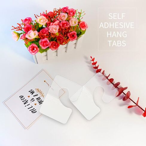 300 Pack Slot Hole Adhesive Hang Tabs 1.8" x 1.6", Plastic Hang Tags, Clear Display Tabs for Store Retail Display in Saudi Arabia