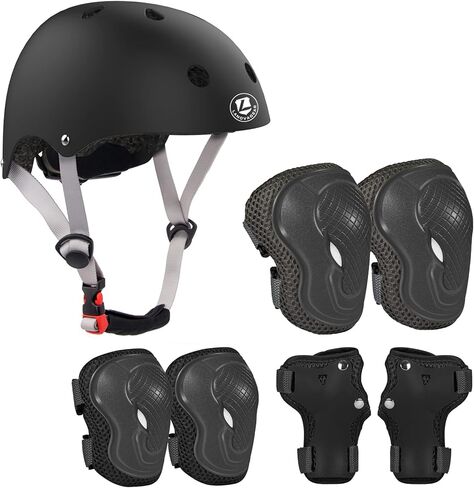 خوذة للأطفال الصغار مع وسادات للركبة والكوع وواقي المعصم للأطفال من 2 إلى 10 أطفال، قابلة للتعديل للأطفال الصغار إلى الشباب من أجل التزلج على الجليد وركوب الدراجات والتزلج على الجليد والزلاجات الدوارة in Kuwait