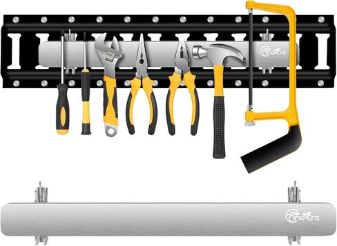 شريط حامل الأدوات المغناطيسي E-Track مقاس 15.7 بوصة، قطعتان، من الفولاذ المقاوم للصدأ، متين وآمن، سهل الاستخدام، منظم تخزين متعدد الاستخدامات للجراج والمتجر والمقطورة والشاحنة والشاحنة in Kuwait