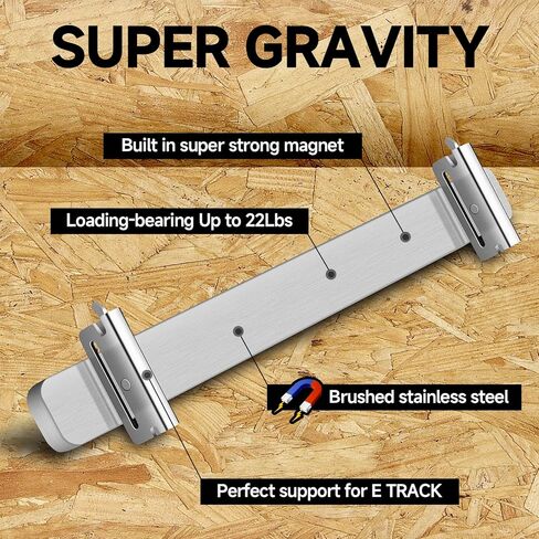 شريط حامل الأدوات المغناطيسي E-Track مقاس 15.7 بوصة، قطعتان، من الفولاذ المقاوم للصدأ، متين وآمن، سهل الاستخدام، منظم تخزين متعدد الاستخدامات للجراج والمتجر والمقطورة والشاحنة والشاحنة in Kuwait