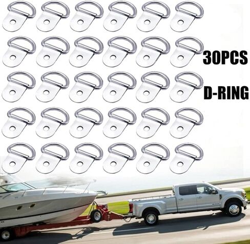 30PCS 1/4" D-Ring Tie Downs Anchor Metal Hanging Lashing Ring for Loads on Case Truck Cargo (Silver) Hold Up to 220LB in Kuwait