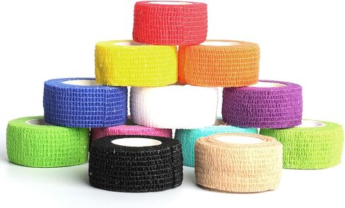 12PCS 2"x 5 Yards Self-Adhesive Bandage Wrap Elastic Bandage Wrap Self Adherent Cohesive Wrap Bandages for Veterinary and Human Use, Suitable for Wrists, Ankles, Fingers, and Thumbs (12 Colors) in Saudi Arabia