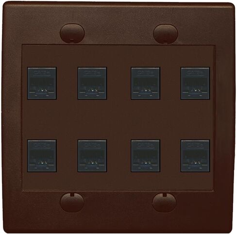 لوحة حائط شبكة RiteAV 8 Port Flat Dual 2 Gang Ethernet Cat5e RJ45 - أبيض in Kuwait