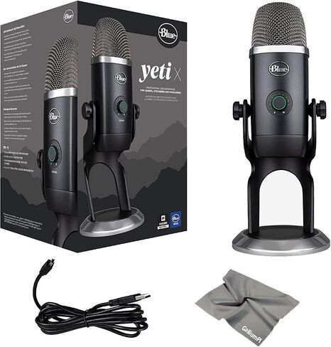 أحدث ميكروفون USB مكثف باللون الأزرق من Yeti X مع قياس عالي الدقة وإضاءة LED والألعاب والبث والبث الصوتي وأجهزة الكمبيوتر الشخصية وأجهزة Mac مع ملحقات GalliumPi in Saudi Arabia