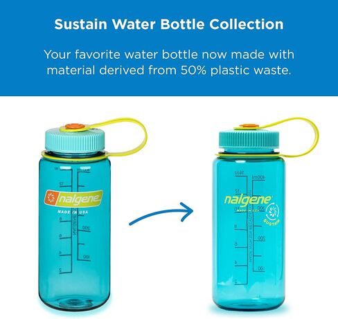 Nalgene Sustain Tritan BPA-Free Water Bottle Made with Material Derived from 50% Plastic Waste, 16 OZ, Wide Mouth in Saudi Arabia