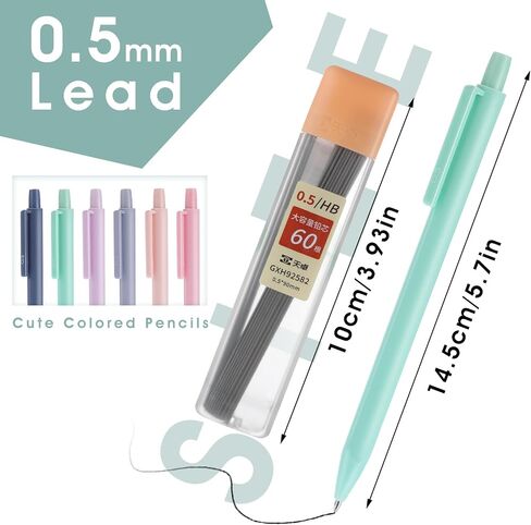 TIESOME 6PCS Pastel Mechanical Pencil with 60PCS HB Refills, Cute Mechanical Pencils 0.7 mm Aesthetic Artist Pencil Colored Mechanical Pencils for Drawing & Writing for School or Office Supplies in Saudi Arabia