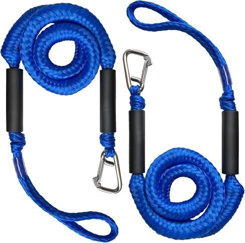 4FT Boat Bungee Dock Line Marine Rope 2-Pack for Docking with 316 Stainless Steel Clip Boat Accessory for Jet Ski, Kayak, Pontoon, Watercraft, PWC, Seadoo, Wave Runner, Canoe, Power Boat in Saudi Arabia