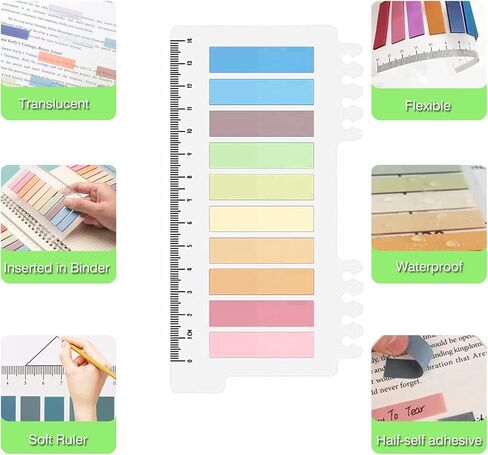 960 Sheets Sticky Tabs, Clear Sticky Notes Long Page Book Markers Tabs, Tape Flags for Book Annotation Tabs and Aesthetic School Stationary Study Office Supplies Planner Accessories in Saudi Arabia