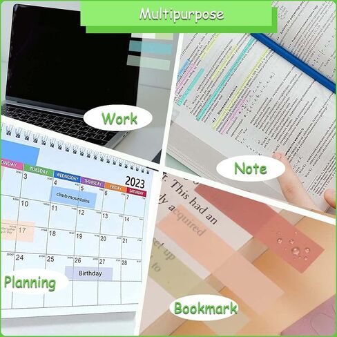960 Sheets Sticky Tabs, Clear Sticky Notes Long Page Book Markers Tabs, Tape Flags for Book Annotation Tabs and Aesthetic School Stationary Study Office Supplies Planner Accessories in Saudi Arabia