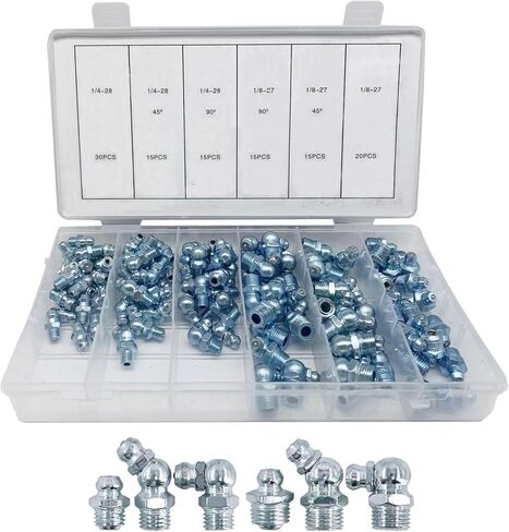 490Pcs Grease Fitting Assortment Kit, SAE&Metric Grease Zerk Assortment 245 PCS Grease Fitting Caps, Standard Straight and Angled Zerk Fittings for Replacing Missing or Broken Zerk Fittings in Saudi Arabia