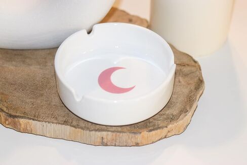 Brando Moon Small Round Ceramic Ashtray Blue - Cute Ornament for Home, Office, Indoor Decor in Kuwait