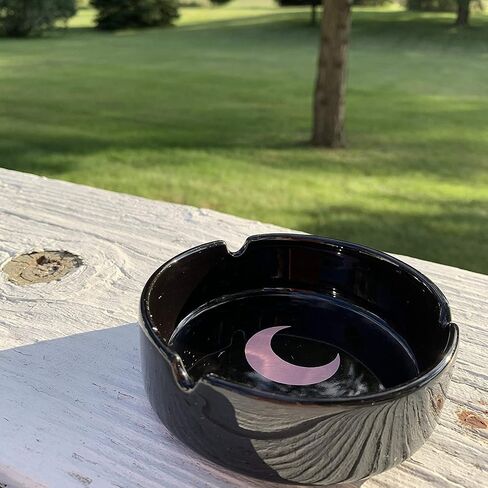 Brando Moon Small Round Ceramic Ashtray Blue - Cute Ornament for Home, Office, Indoor Decor in Saudi Arabia