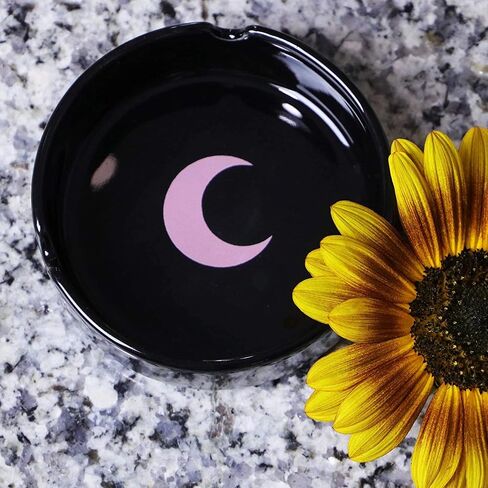 Brando Moon Small Round Ceramic Ashtray Blue - Cute Ornament for Home, Office, Indoor Decor in Saudi Arabia