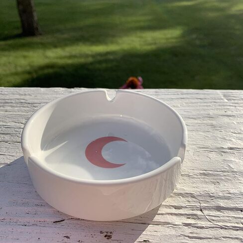 Brando Moon Small Round Ceramic Ashtray Blue - Cute Ornament for Home, Office, Indoor Decor in Kuwait