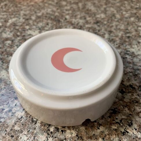 Brando Moon Small Round Ceramic Ashtray Blue - Cute Ornament for Home, Office, Indoor Decor in Kuwait