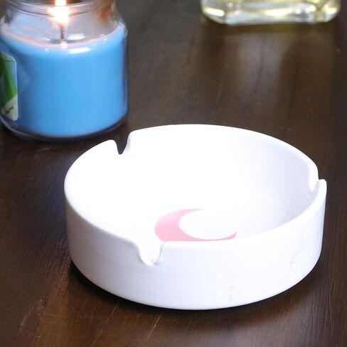 Brando Moon Small Round Ceramic Ashtray Blue - Cute Ornament for Home, Office, Indoor Decor in Kuwait