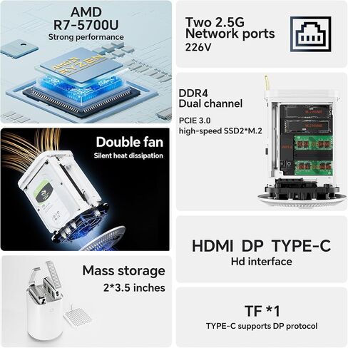 N100 Mini PC, 12th Intel N100(4C/4T, Up to 3.4GHz) Micro PC, Support 32T 2 * 16T 2 Bay Storage Framework No RAM NO SSD in Saudi Arabia