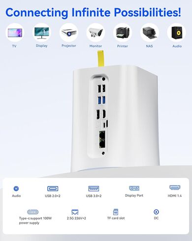 2 Bay Mini PC AMD Ryzen 7 5700U (6C/16T)، أجهزة كمبيوتر صغيرة 16 جيجابايت DDR4 RAM 512G NVME SSD Windows 11 Pro، دعم ألعاب Mini PC 32T 2 * 16T 2 Bay Storage WiFi-6 in Kuwait