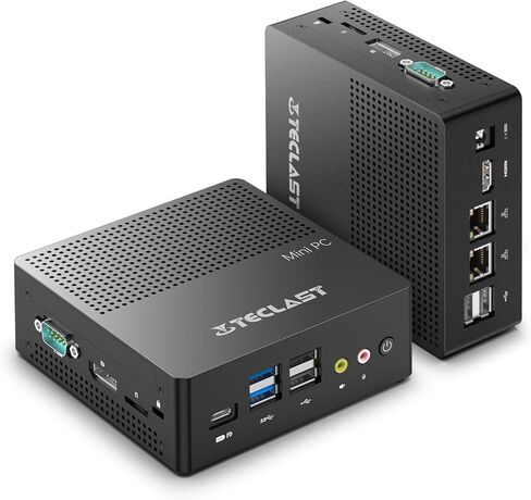 TECLAST Mini PC N15، 16GB DDR4 512GB PCI-e 3.0 SSD، كمبيوتر مكتبي صغير Intel N5095 (يصل إلى 2.9 جيجا هرتز)، يدعم شاشة مزدوجة 4K، WiFi، BT4.2، Dual RJ45 minpc للمنزل/الأعمال in Kuwait