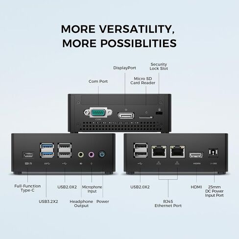 TECLAST Mini PC N15، 16GB DDR4 512GB PCI-e 3.0 SSD، كمبيوتر مكتبي صغير Intel N5095 (يصل إلى 2.9 جيجا هرتز)، يدعم شاشة مزدوجة 4K، WiFi، BT4.2، Dual RJ45 minpc للمنزل/الأعمال in Kuwait