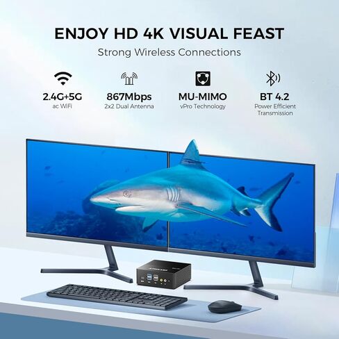 TECLAST Mini PC N15، 16GB DDR4 512GB PCI-e 3.0 SSD، كمبيوتر مكتبي صغير Intel N5095 (يصل إلى 2.9 جيجا هرتز)، يدعم شاشة مزدوجة 4K، WiFi، BT4.2، Dual RJ45 minpc للمنزل/الأعمال in Kuwait