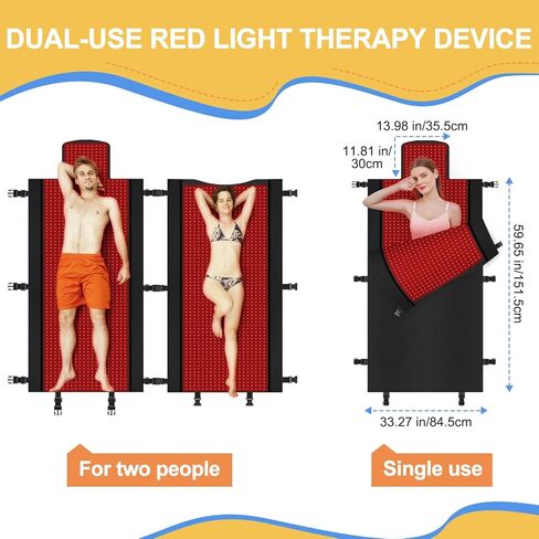 العلاج بالضوء الأحمر للجسم - بساط العلاج بالضوء الأحمر لكامل الجسم، 71.0x33.22 بوصة، 2570 قطعة 660 نانومتر و850 نانومتر، مصمم للعلاج بالضوء الأحمر لكامل الجسم للحصول على تجربة راحة أكثر اكتمالاً (أسود) in Kuwait